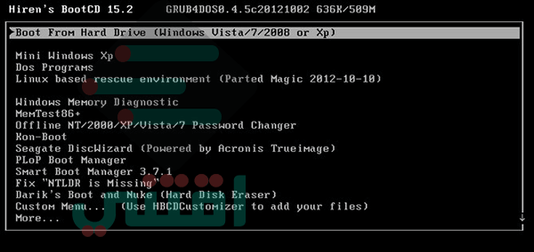 تحميل اسطوانة هيرن بوت Hiren's Boot CD لصيانة وإصلاح الكمبيوتر