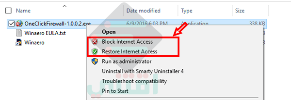 منع برنامج من الاتصال بالانترنت نهائياً OneClickFirewall
