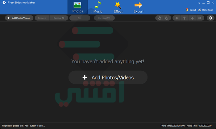 برنامج دمج الصور مع الفيديو والصوت للكمبيوتر GiliSoft Free Slideshow Maker