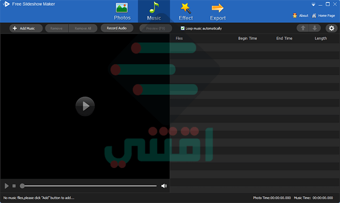 برنامج دمج الصور مع الفيديو والصوت للكمبيوتر GiliSoft Free Slideshow Maker