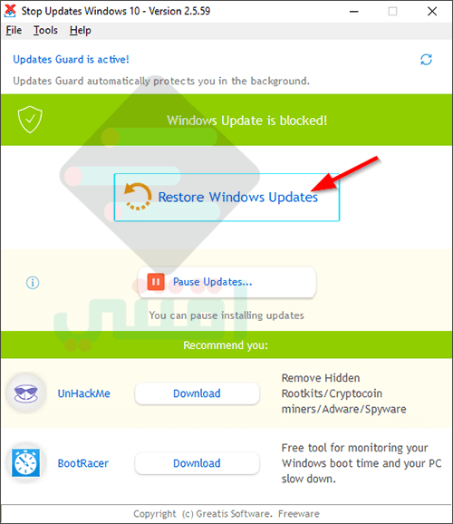 برنامج ايقاف تحديثات ويندوز 10 نهائياً StopUpdates10