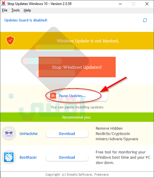 برنامج ايقاف تحديثات ويندوز 10 نهائياً StopUpdates10