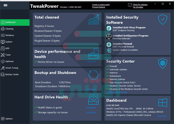 برنامج تسريع الجهاز وتنظيفه مجاناً TweakPower Powerful PC