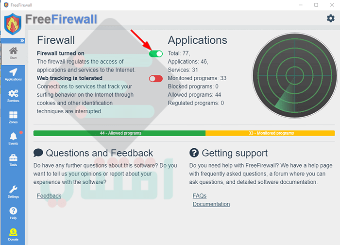 برنامج جدار ناري للكمبيوتر مجاناً Evorim Free Firewall