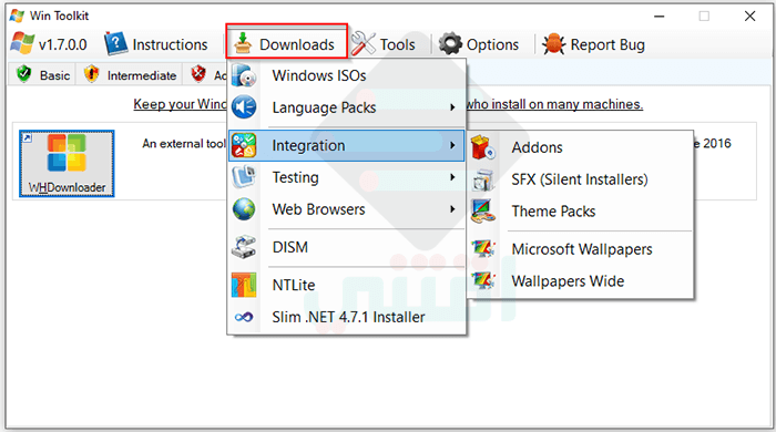 برنامج التعديل على نسخة الويندوز وإضافة البرامج والتعريفات Win Toolkit