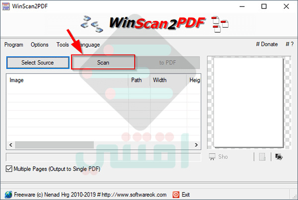 برنامج سكانر للكمبيوتر PDF مجاناً WinScan2PDF أحدث إصدار
