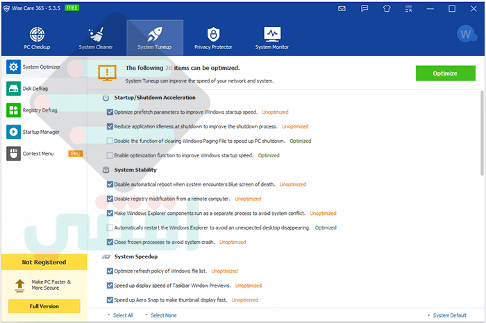 برنامج تسريع جهاز الكمبيوتر Wise Care 365 أحدث إصدار مجاناً