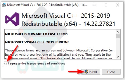 تثبيت برنامج Microsoft Visual C++ Redistributable Packages