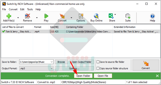 برنامج تحويل الفيديو الى MP3 للكمبيوتر Switch MP3 Converter