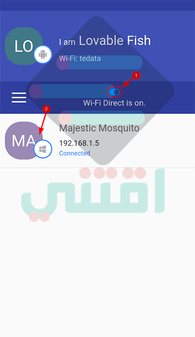 برنامج مشاركة الملفات عن طريق الواي فاي Wi-Fi Direct بين الكمبيوتر والهاتف