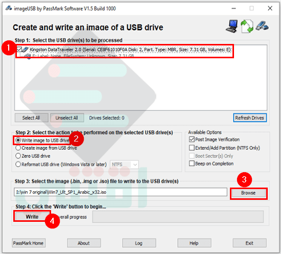 برنامج حرق الويندوز على فلاشة USB مجاناً ImageUSB