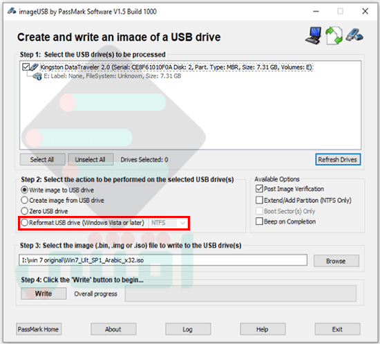 برنامج حرق الويندوز على فلاشة USB مجاناً ImageUSB