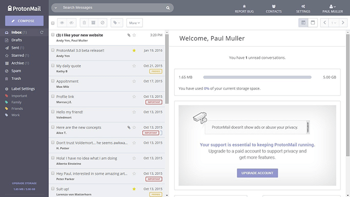 بروتون ميل ProtonMail بديل Gmail
