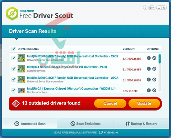 شرح طريقة تحديث التعريفات باستخدام Free Driver Scout