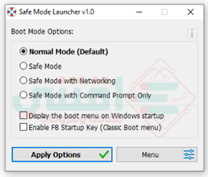 أداة Safe Mode Launcher للدخول للوضع الآمن
