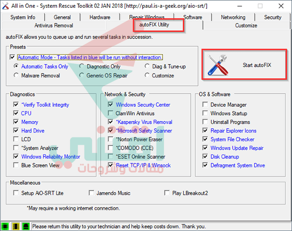 All in One System Rescue Toolkit AutoFix