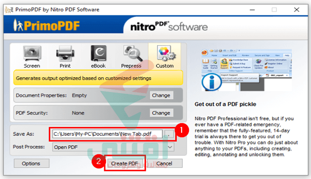 طريقة إنشاء ملف PDF عبر الطابعة الوهمية